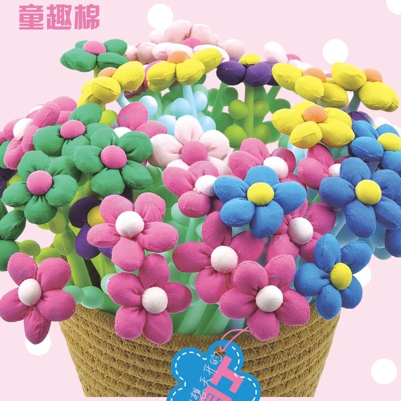 10PCS Factory Direct Sales Children's Fun Solid Color Fabric Flower Pen Colorful Three-dimensional Sunflower Neutral Pen Student