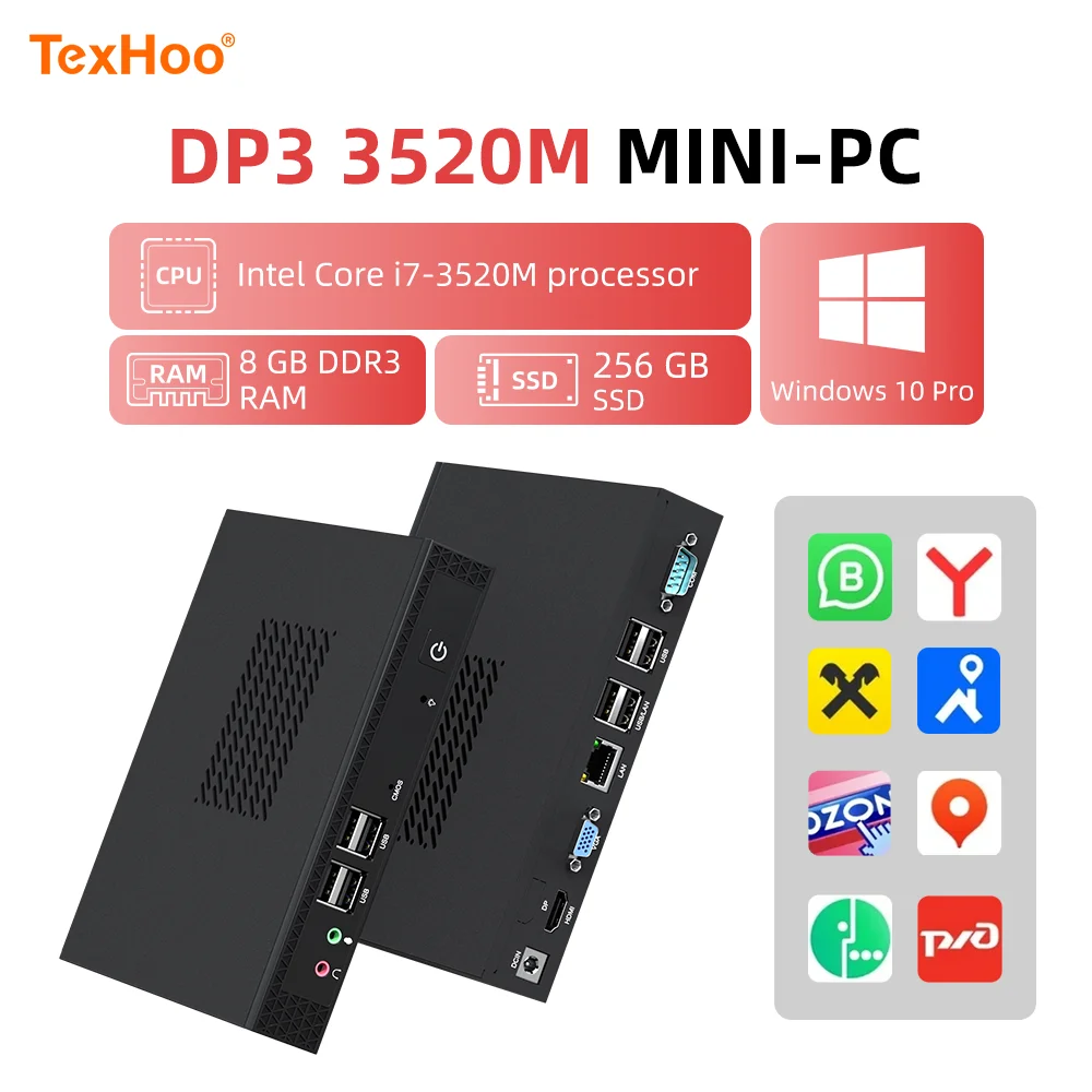 Texhoo MINI PC Intel Core I3/I5/I7 8G DDR3L 256GB SSD Windows 10 Dual-Band WiFi+BT4.0 Display 4K@60Hz Office MINI Computer
