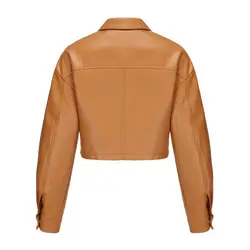 Motorcycle Jacket Stylish Women's Windproof Faux Leather Motorcycle Coat with Slim Fit Design Chest Pocket for Bikers