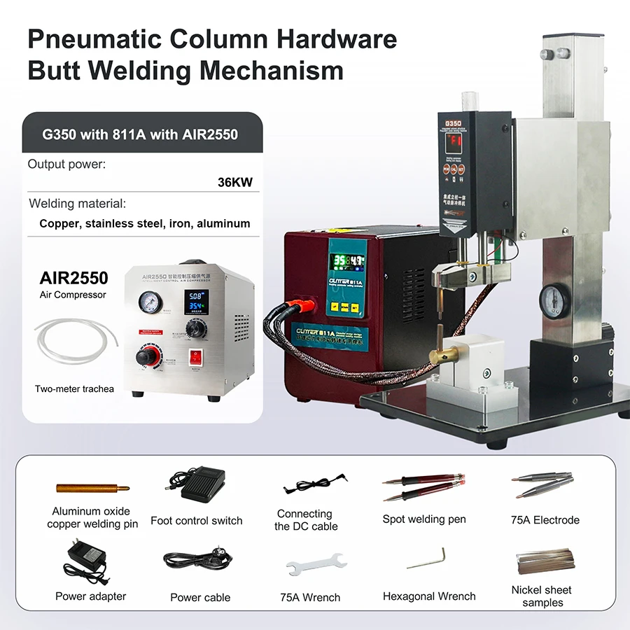 Glitter G-350 Integrated Column Pneumatic Pulse Welding Machine Parallel Weld Head Downward Welding Welder