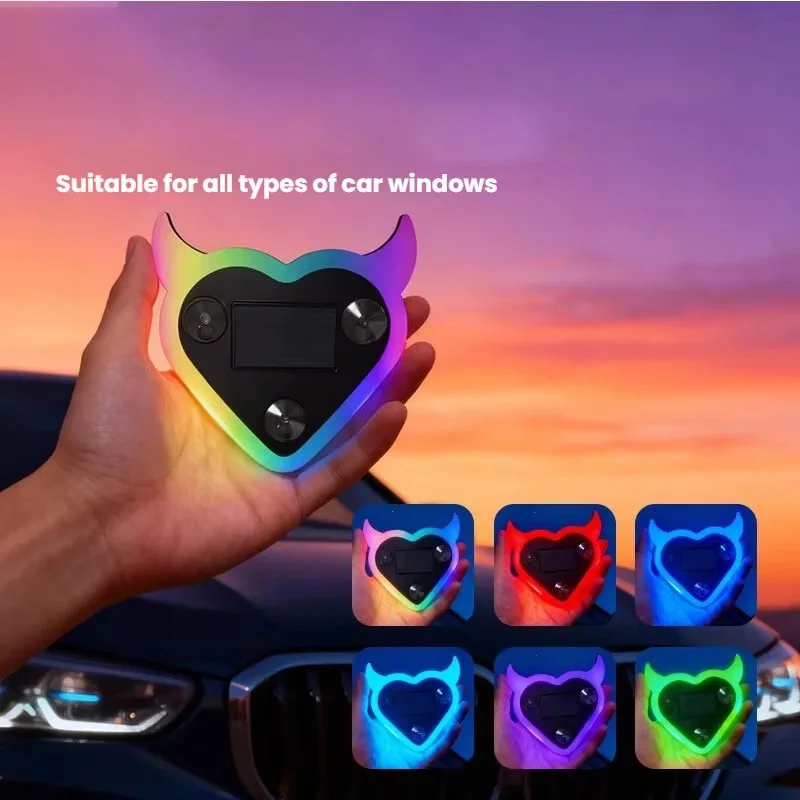 

Светодиодная автомобильная лампа на солнечной батарее в форме сердца, треугольный светильник для окна, перезаряжаемая беспроводная атмосферная подсветка для салона