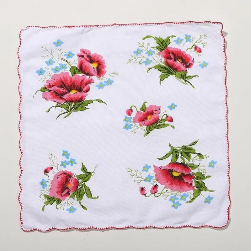 R1WE Vintage Fuloral Clorkerchiefs مجموعة DIY Women Hairband Ladies Bocket Clankerchiefs