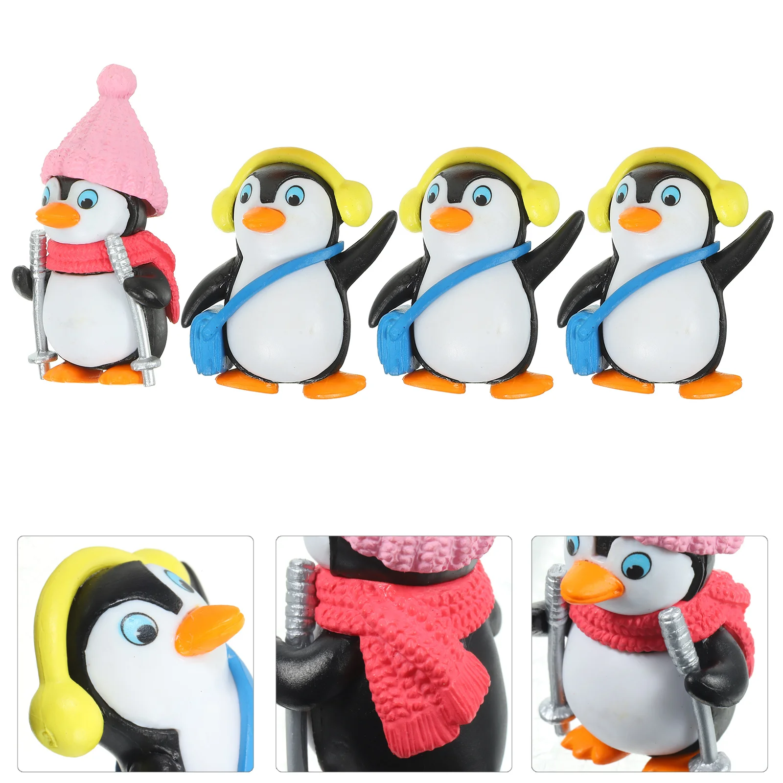 

4Pcs Cartoon Penguin Topper Lovely Cake Decoration for Birthday Party Christmas Cupcake Ornament Table Shelf Decor Accessory