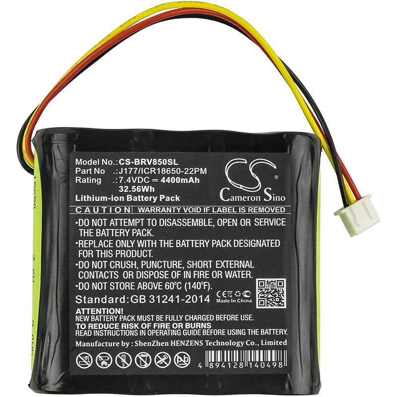 Batería de repuesto CS para Braven,Klipsch 850,BRV-HD PN:J177/ICR18650-22PM,AE18650CM1-22-2P2S 4400mAh / 32.56Wh