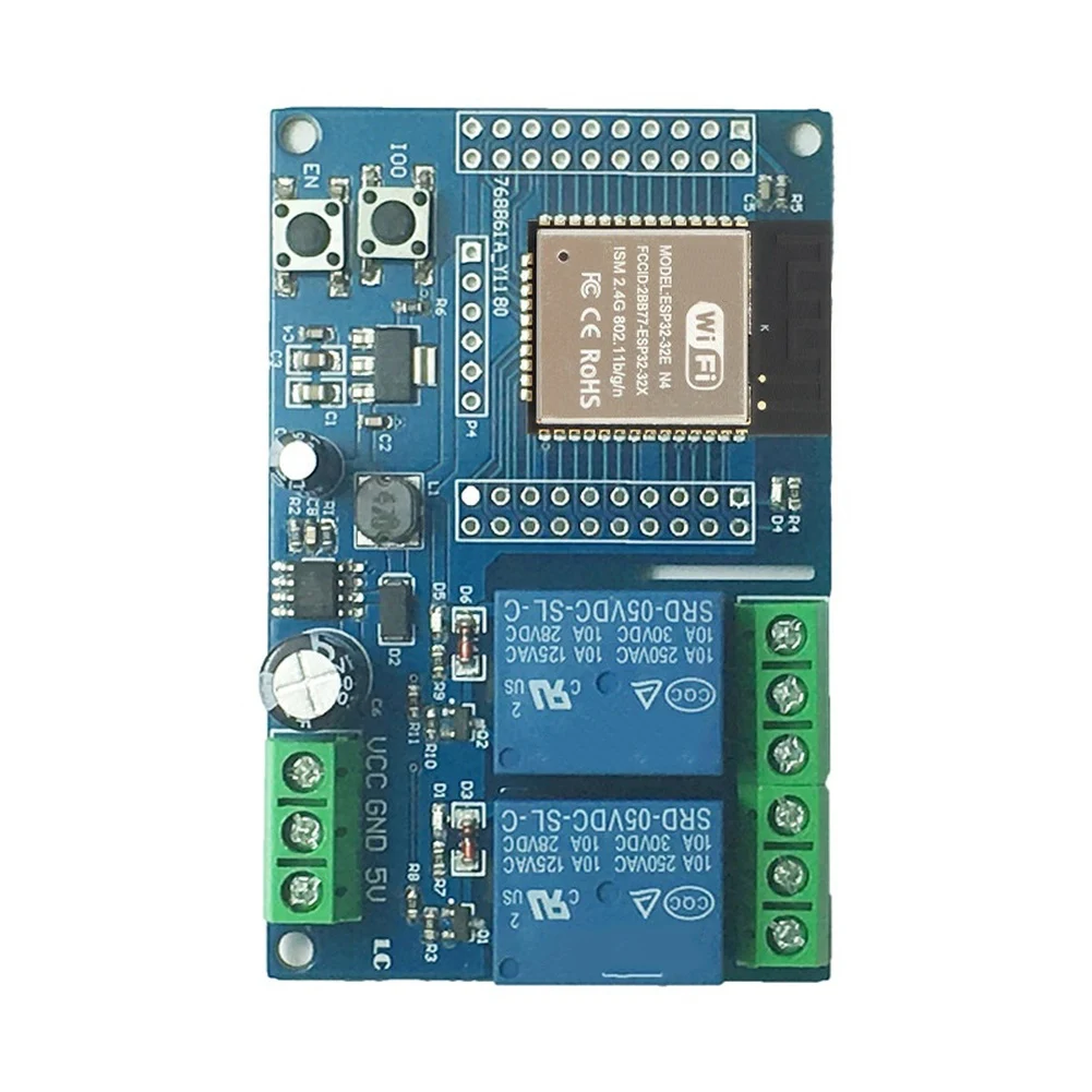 FOR ESP32  Dual WiFi Relay Module DC5-60V Power  FOR ESP32 -WROOM Development Wide Voltage Input Supports DC 5-60V Power Supply