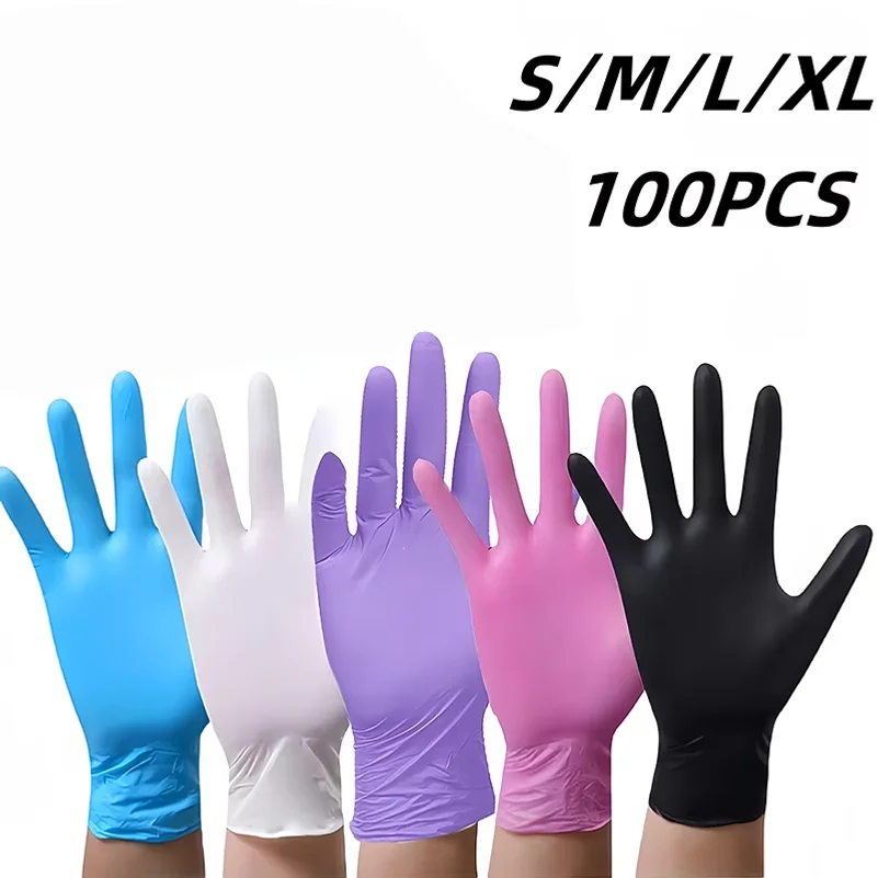 100Pcs White Disposable Nitrile Gloves,Durable Household Cleaning Gloves,Garden Planting and Digging Non-slip Dirt-resistant