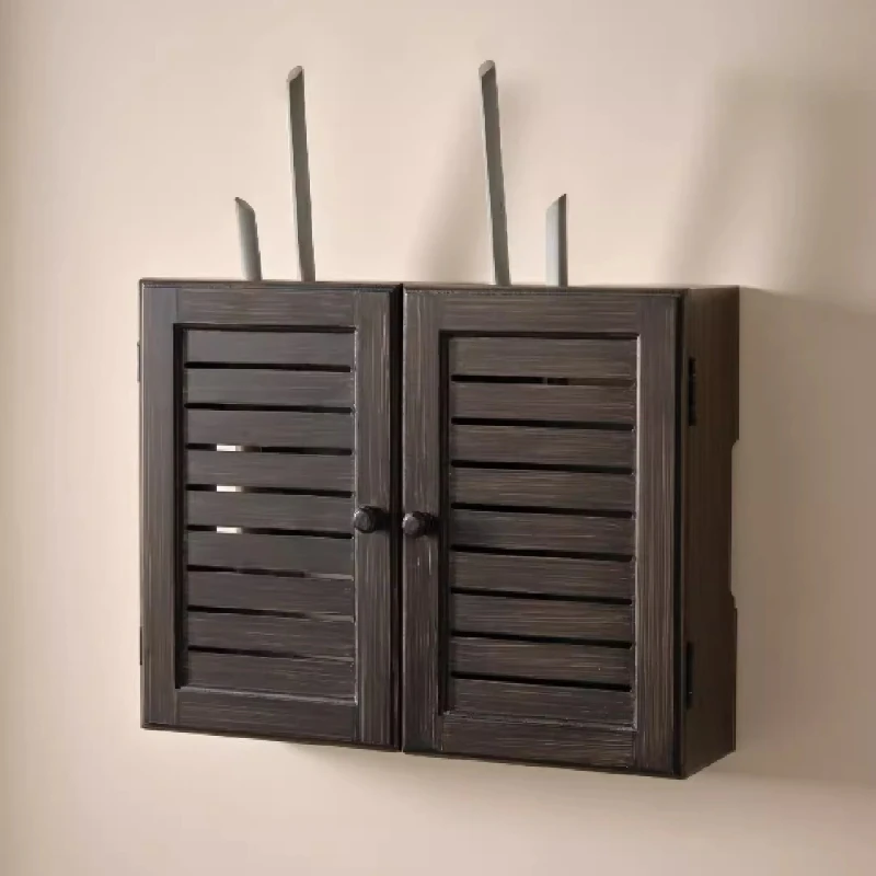 Wall Mounted WiFi Router Organizer Box Multimedia Set Top Box and Cable Management Cabinet Modern Home Networks Storage Shelf