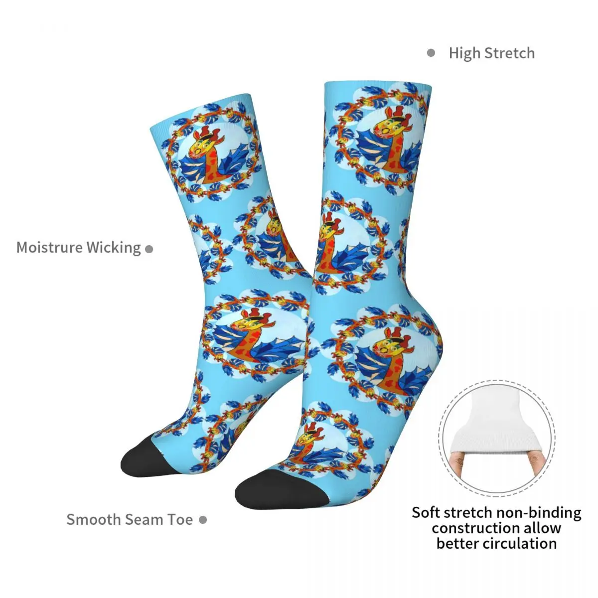 Giraffe Carousel Socks Harajuku Super Soft Stockings All Season Long Socks Accessories for Man's Woman's Birthday Present