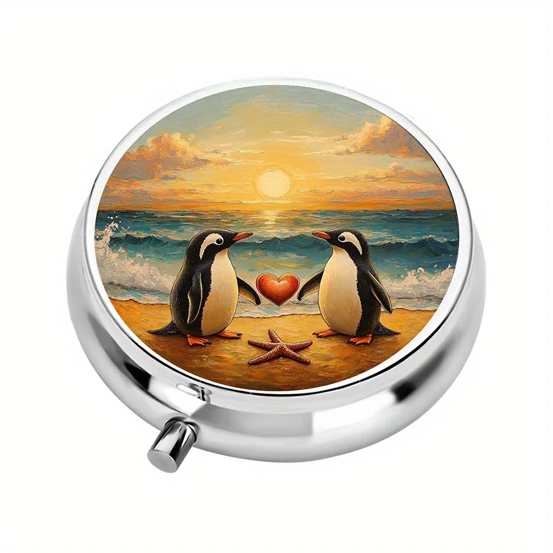 Single pack, mini pill box with 3 compartments, penguin-shaped, portable travel pill box, pill and vitamin storage box, pill organizer, a unique gift for organizing vitamins and medicines