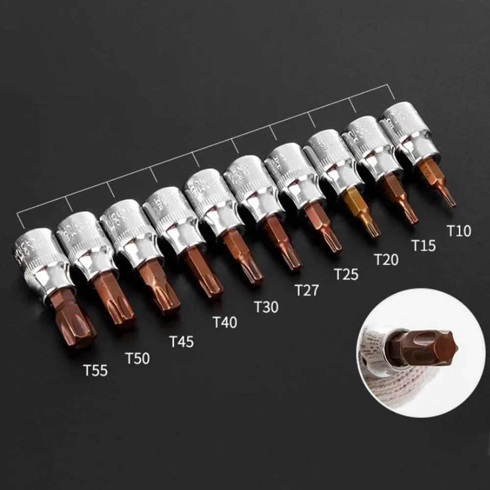 1pc 3/8 Inch Drive Hex Socket Bit Torx Screwdriver Bits H3 H4 H5 H6 H8 H10 Wrench Socket Adapter T30 T40 T50 T55 Tool Parts