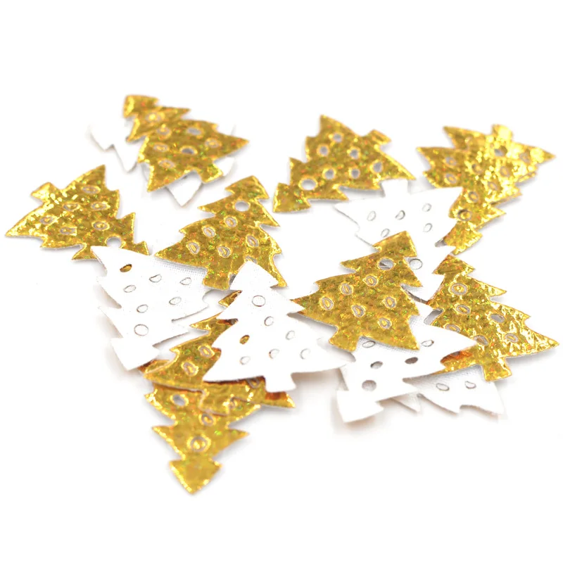 120Pcs Laser Cloth Christmas Tree Appliques DIY Sewing Christmas Decorationfor Clothes Sewing Supplies DIY Craft Ornament