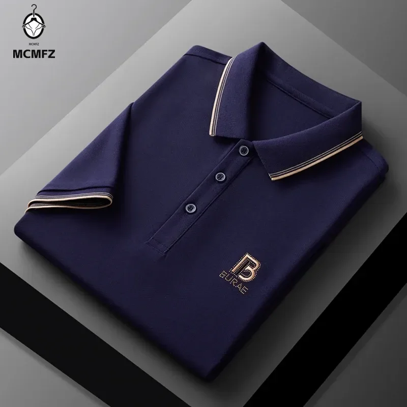 Men's Embroidered Casual Fashion Short Sleeved POLO Shirt Summer Comfortable Top