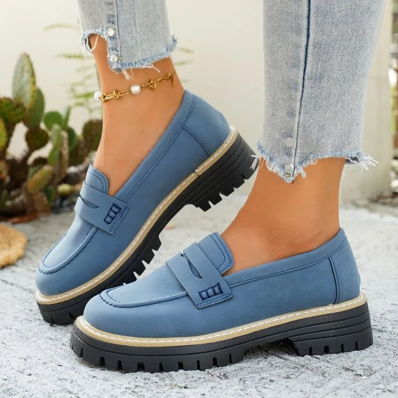 2026 Modische Neue Runde Elegante Arbeitsschuhe Frühling Herbst Verkaufsschlager Bequeme Dickbesohlte Freizeitschuhe für Damen