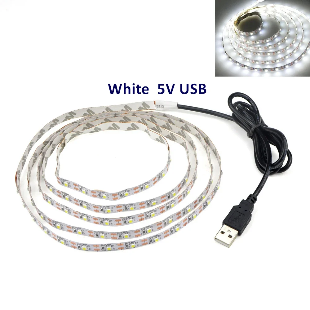 RGB LED Strip Light 5V USB 60 LEDs/m 2835 SMD LED Flexible Tape HDTV TV Desktop PC Bottom Screen Lighting 1M  2M 3M 4M 5M