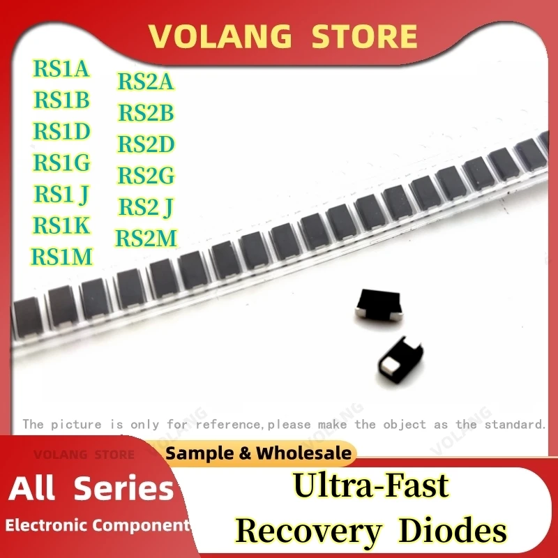 20Pcs SMA DO-214AC Fast Recovery Rectifiers RS1A RS1B RS1D RS1G RS1J RS1K RS1M 1000V RS2A 50V RS2B RS2D RS2G 400V RS2J 600V RS2M