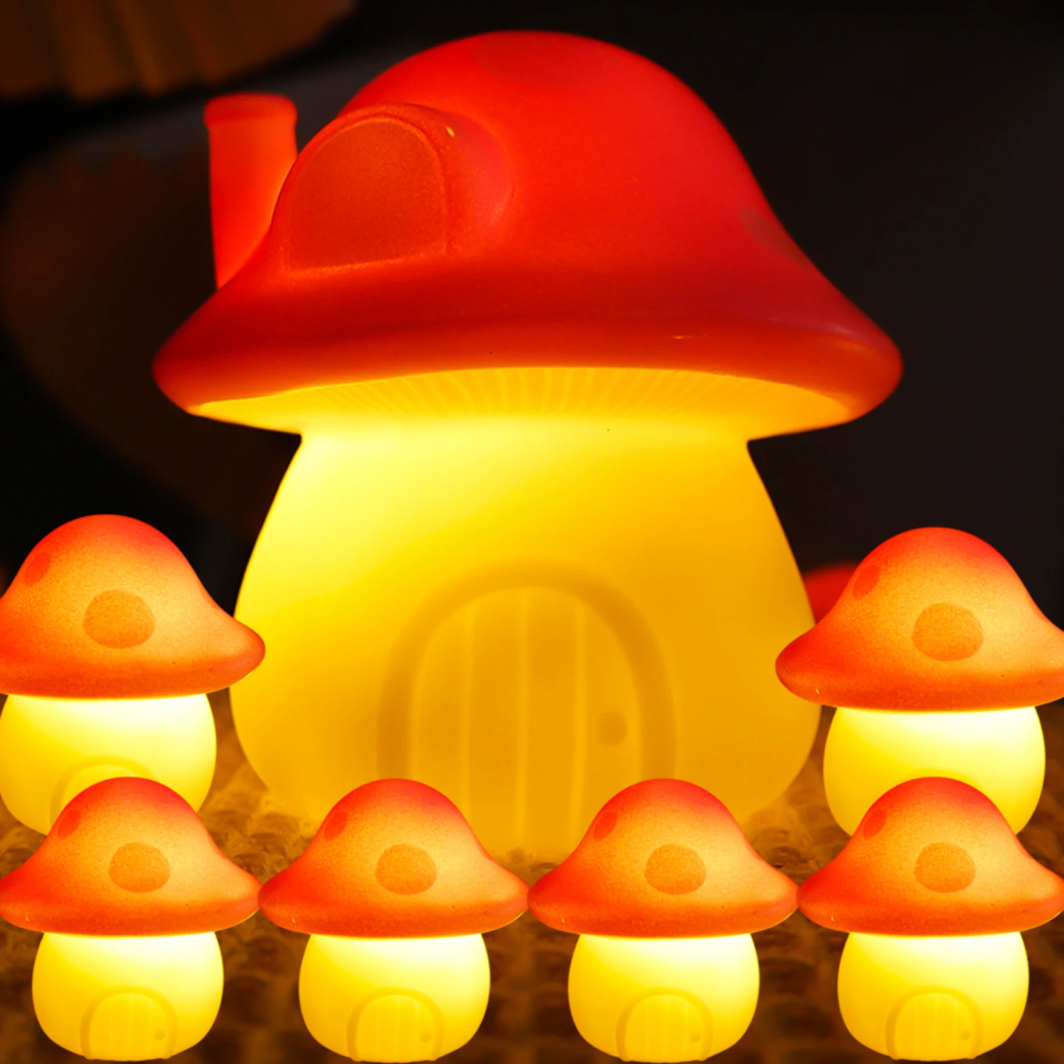 

New Mini Cute Portable LED Mushroom Shape Nightlight Lamp - Ideal Xmas Festival Gift for Bedroom Decor