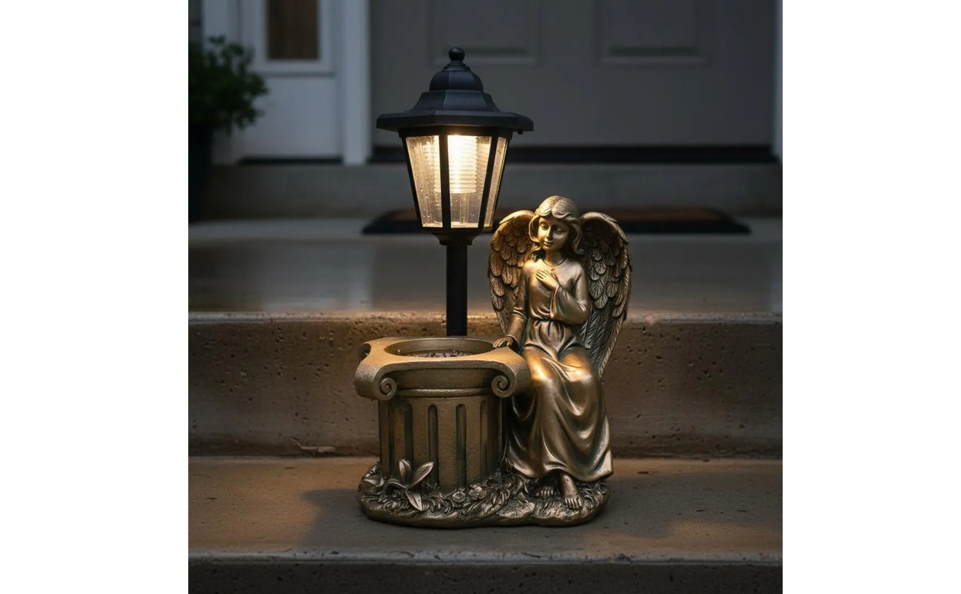 Solar Angel Statue Flower Pot Design Angel Planter Light Fairy Statue Resin Material Outdoor Decor Welcome Sign for Pathway