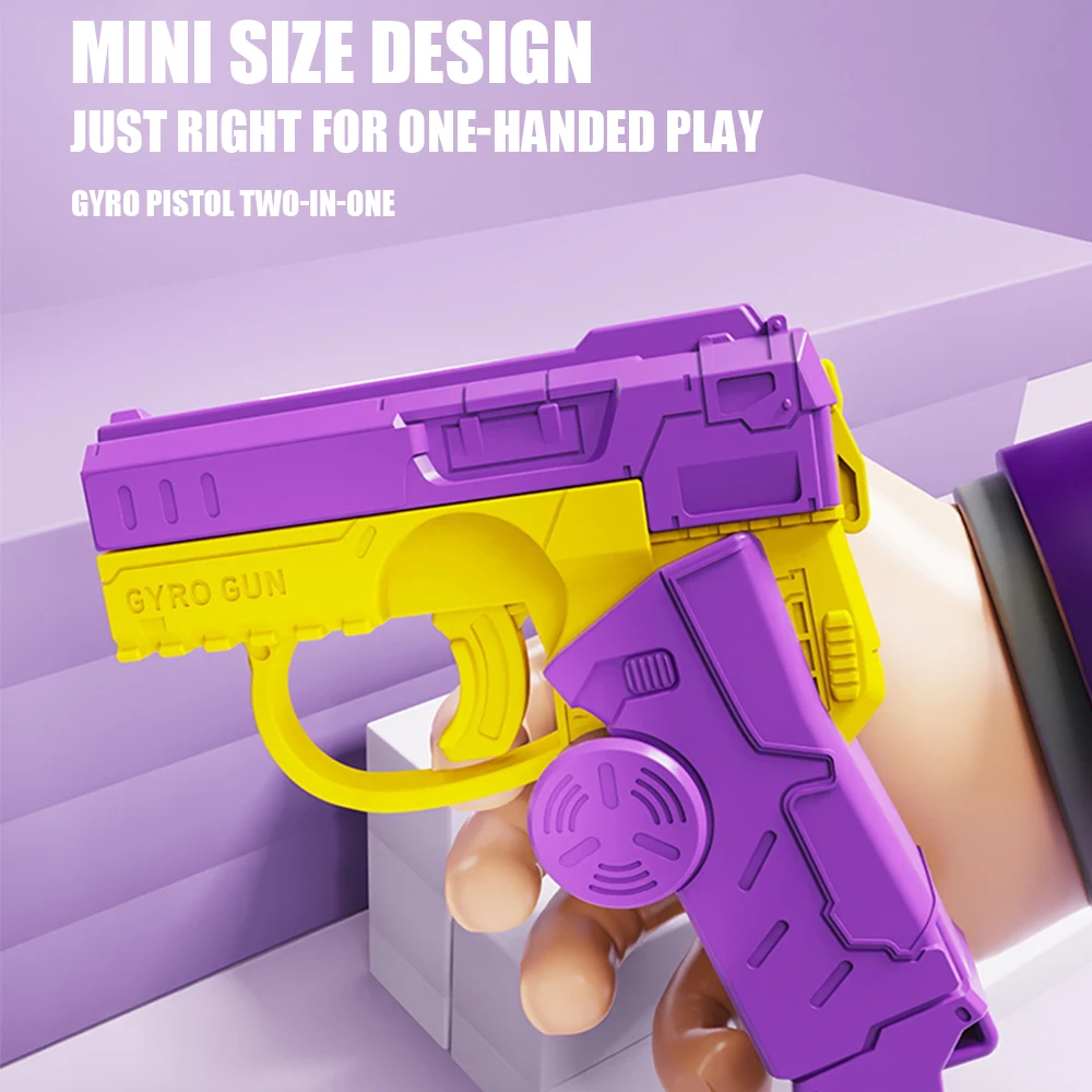 Pistolet à carottes pliable, jouets pour enfants, 3 pièces Modèle de mini pistolet rotatif à rebond pour garçons Fidget spinner de décompression