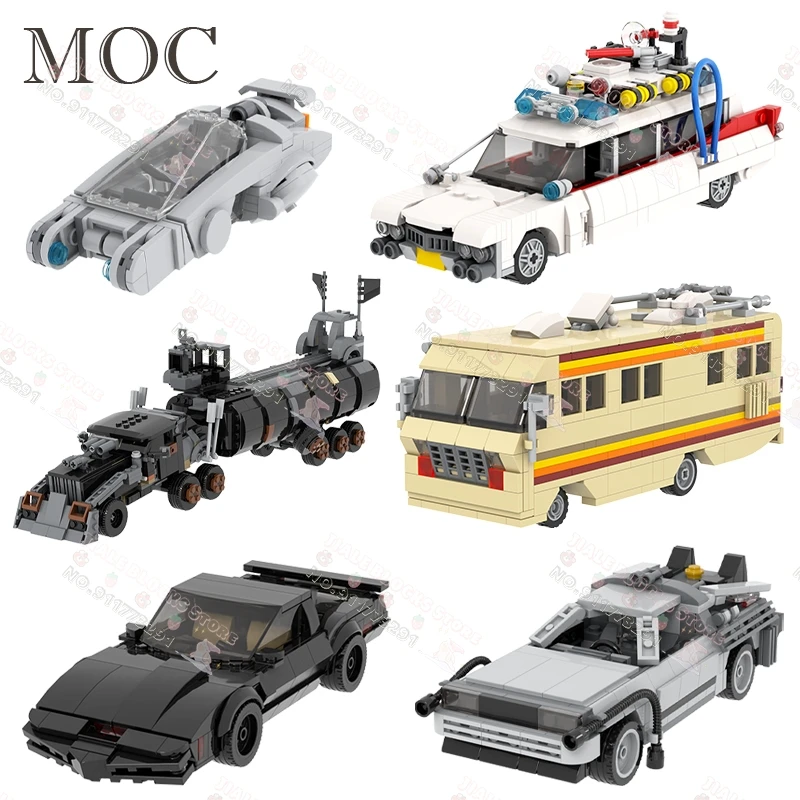 Creative MOC Movie Series Automobiles Building Blocks DIY The War Rig ECTO-1 Knight Rider KITT Models Assembly Toys For Children