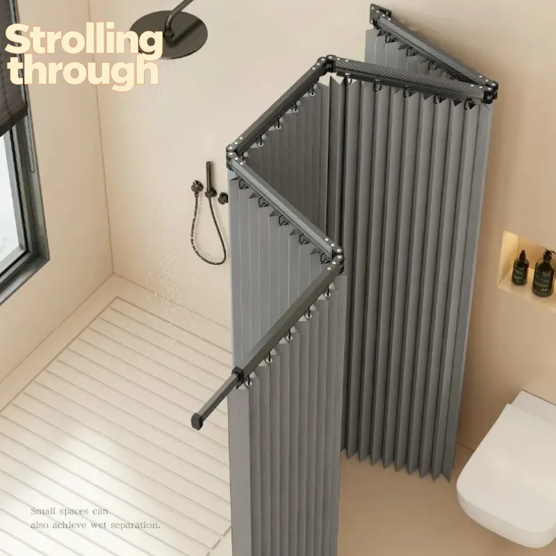 

‌ Набор невидимых складных шторок для ванной без сверления – водонепроницаемая перегородка с магнитным краем и матовым покрытием из ПЭВА для душа/ванны, экономия пространства