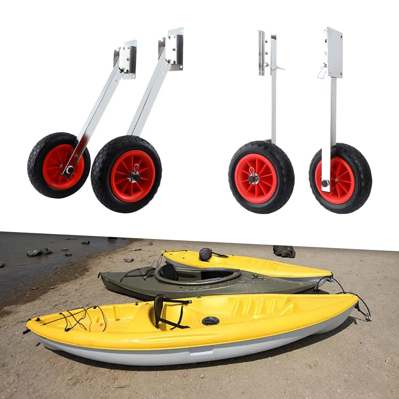 

2Pcs Inflatable Boat Launch Wheels 600lbs Load Capacity Anti Slip Rubber Tires Replacement Sturdy Boat Transom Launching Wheels