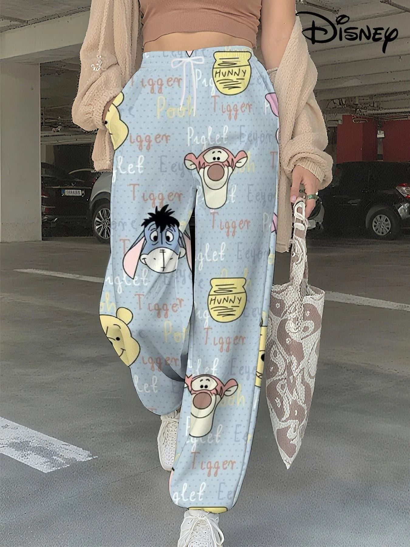 Disney Animated Cartoon Sweet Cool Trendy Women's Explosive Street Spring and Autumn Style Ankle Pants Oversized Women's Adult