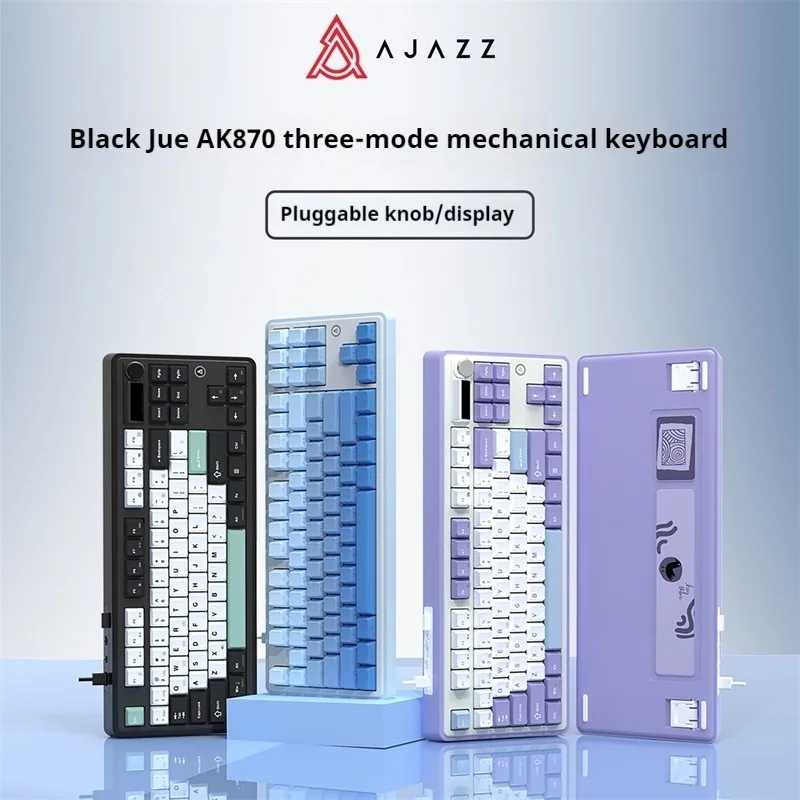 Ajazz Ak870 Rgb Gaming Mechanical Keyboard Hot Swap 84 Keys Esports Bluetooth 2.4g Wired Keyboards Tft For Desktop Laptop Pc