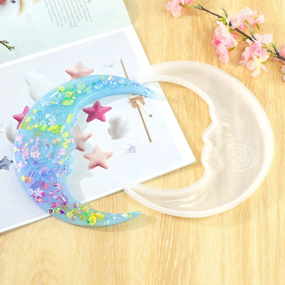 2pcs Resin Casting Mould Flexible Silicone Mould Crescent Large Resin Mould Moon White Reusable Mould Wall Decor
