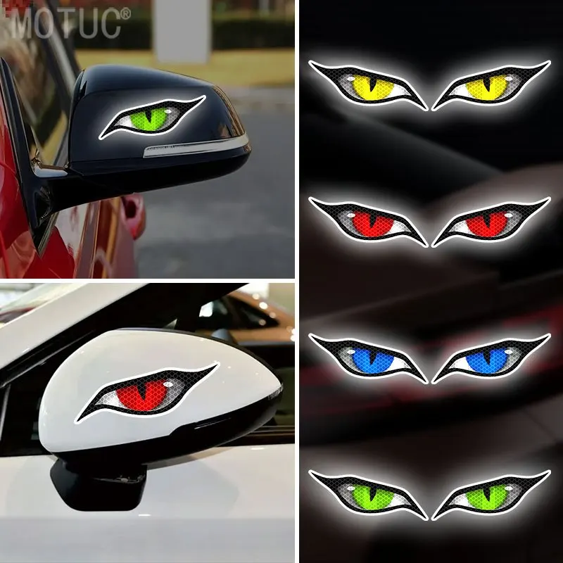 1Pair Beast Eye Reflective Car Stickers Waterproof Sunproof Night Warning Decals for Car Rearview Mirror Window Headlight Bumper