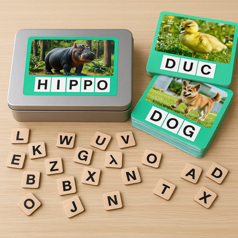 Wooden Puzzle Alphabet Spelling Game Cartoon Animal Spell The Word Game Cute Colorful Letter Spelling Block Educational Toy