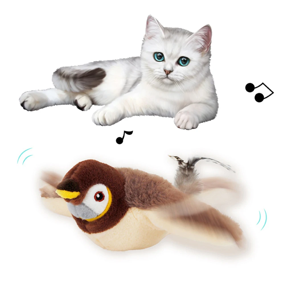 3/2/1pcs Bird Chirping Cats Toy Interactive Cat Toys Flapping Wings Sparrow Catnip Toy Vivid Simulated Flying Bird Cat Toy