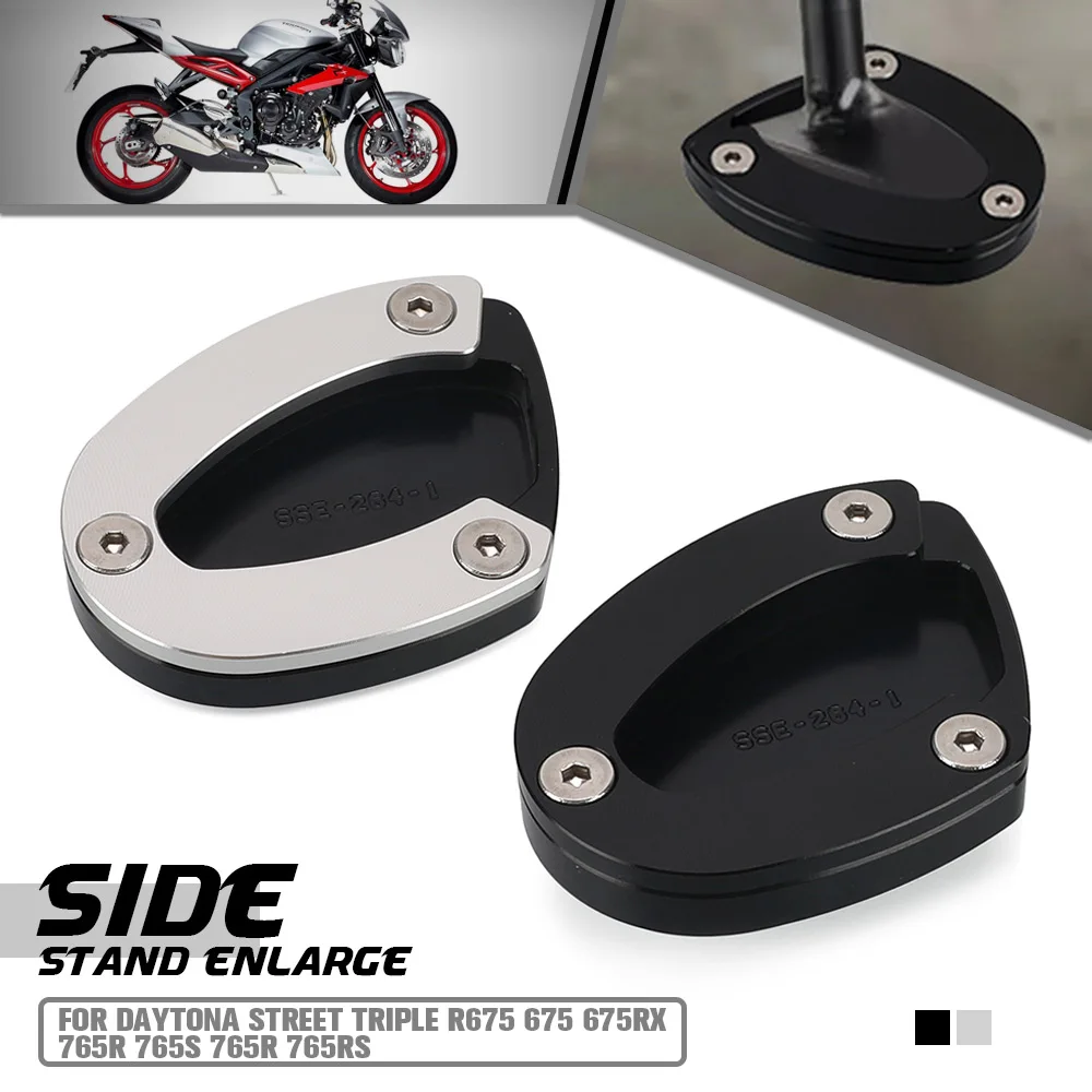

Kickstand Extension Foot Side Stand Pad Support Plate For Daytona Street Triple R675 675 675RX 765R 765S 765R 765RS Moto2 CNC