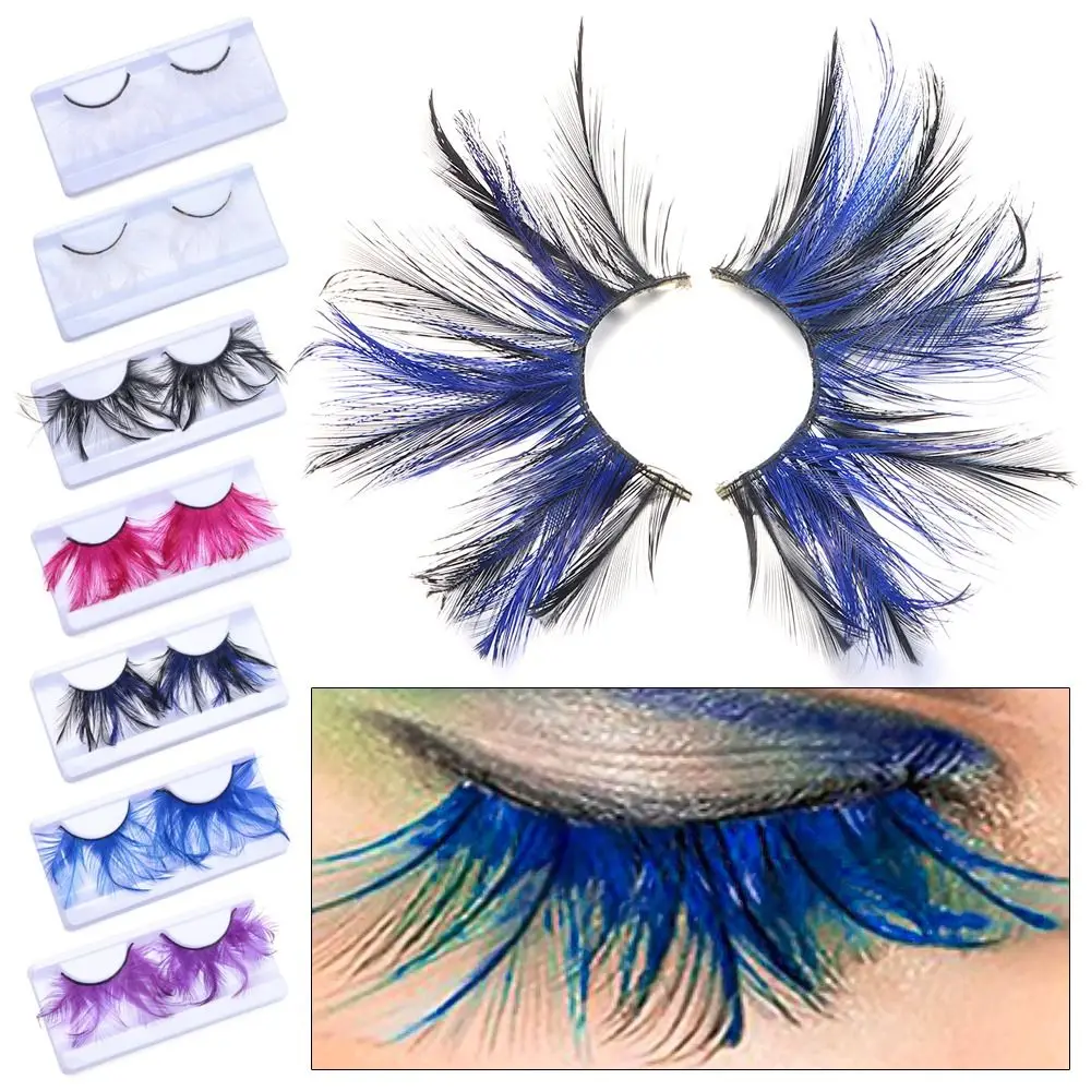 Halloween Costume Eyelash Extension Feather Eyelashes Feather False Lashes Green Extra Long Masquerade