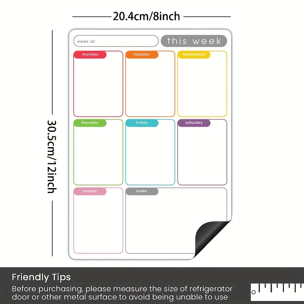 A4 Magnetic Weekly Planner, Erase Fridge Calendar Whiteboard Organizing Daily Tasks, Meal Planning or Business Meetings in Offic