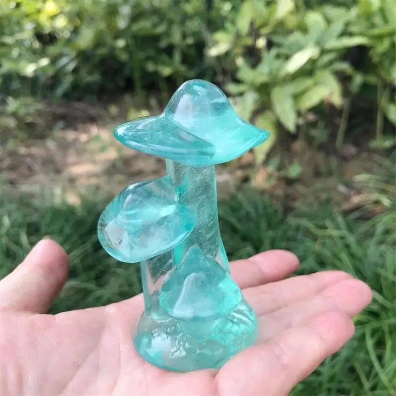 Natural Fluorite Mushroom House Carved Healing Crystal Reiki Gem Figurine Spiritual Wicca Energy Gemstone Gift 1pcs