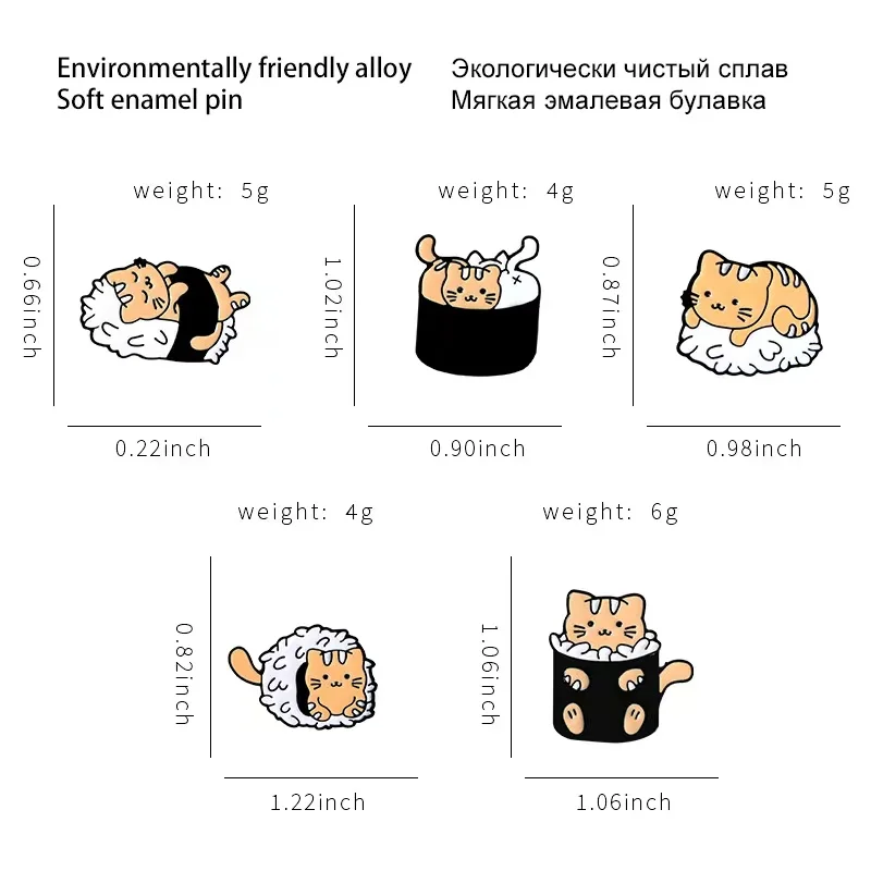 Cat Sushi Rice Ball Enamel Pins Custom Cute Animals Japanese Foods Brooch Lapel Badge Cartoon Jewelry Gift for Friends Wholesale image 6