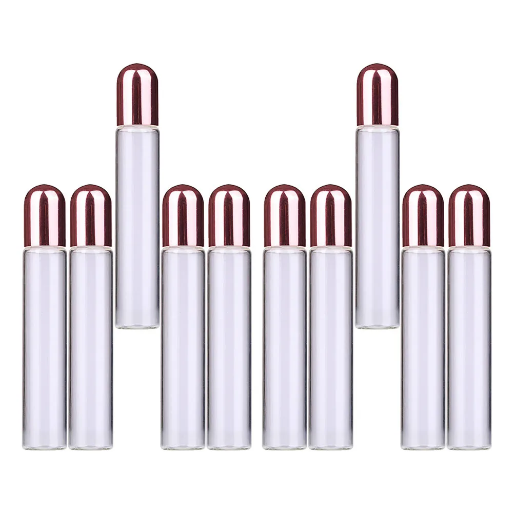 

10Pcs Small Roller Bottles 10Ml Transparent Glass Essential Oil Containers with Roll-on Top for Face Body Care Portable Oil