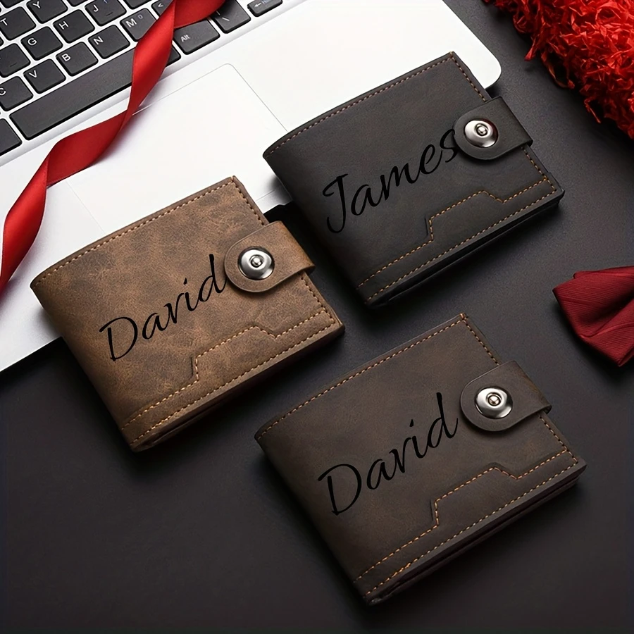 Custom Name Men’s Classic Bifold Wallet,Premium PU Leather Purse, Sentimental Thoughtful Gift for Father and Husband Daily Use.