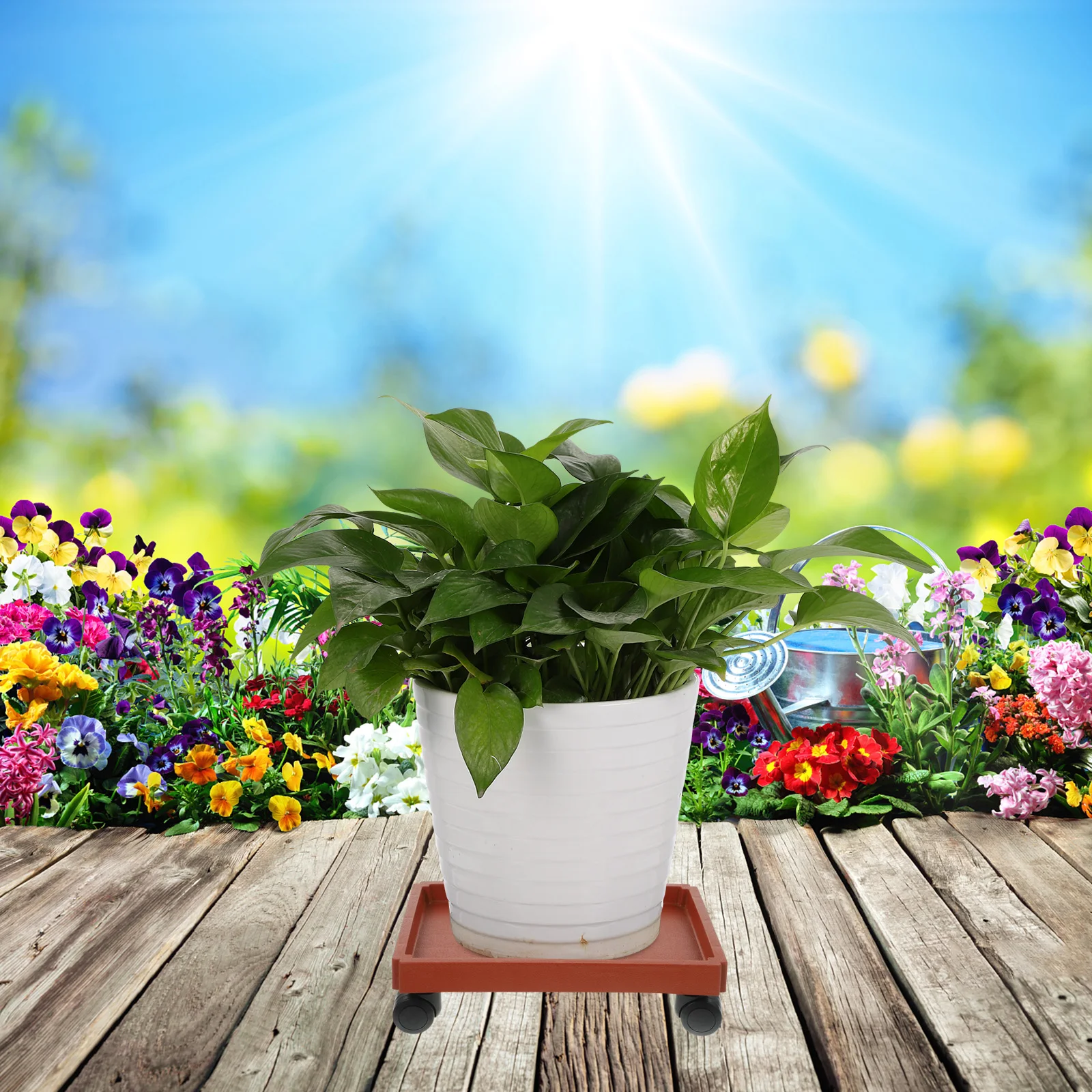 

Rolling Plant Tray with Casters Heavy Duty Movable Planter Base for Potted Plants Flowerpot Holder Smooth Moving Gardening Tool