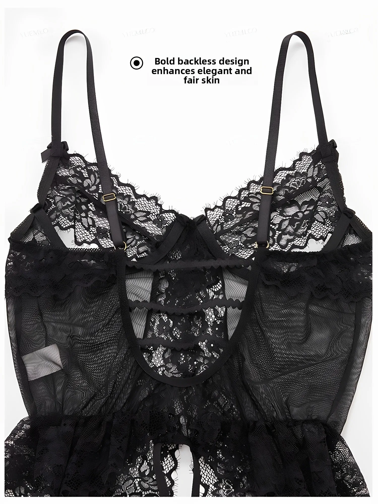 Fuluola2025 Sexy One-Piece Bla Lace Hollow out Pu up Underwire Low Waist Briefs Women's Underwear Original Design Spring ...