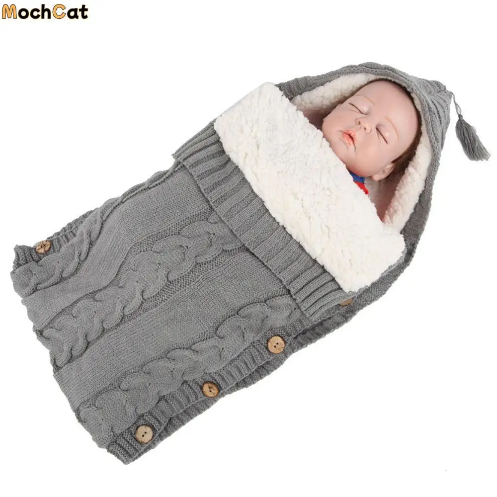 

Warm Baby Robes Sleeping Bag Knit Winter Newborn Wrap Blanket Swaddle Sleeping Bag Baby Swaddle Wrap Swaddling Stroller Wrap