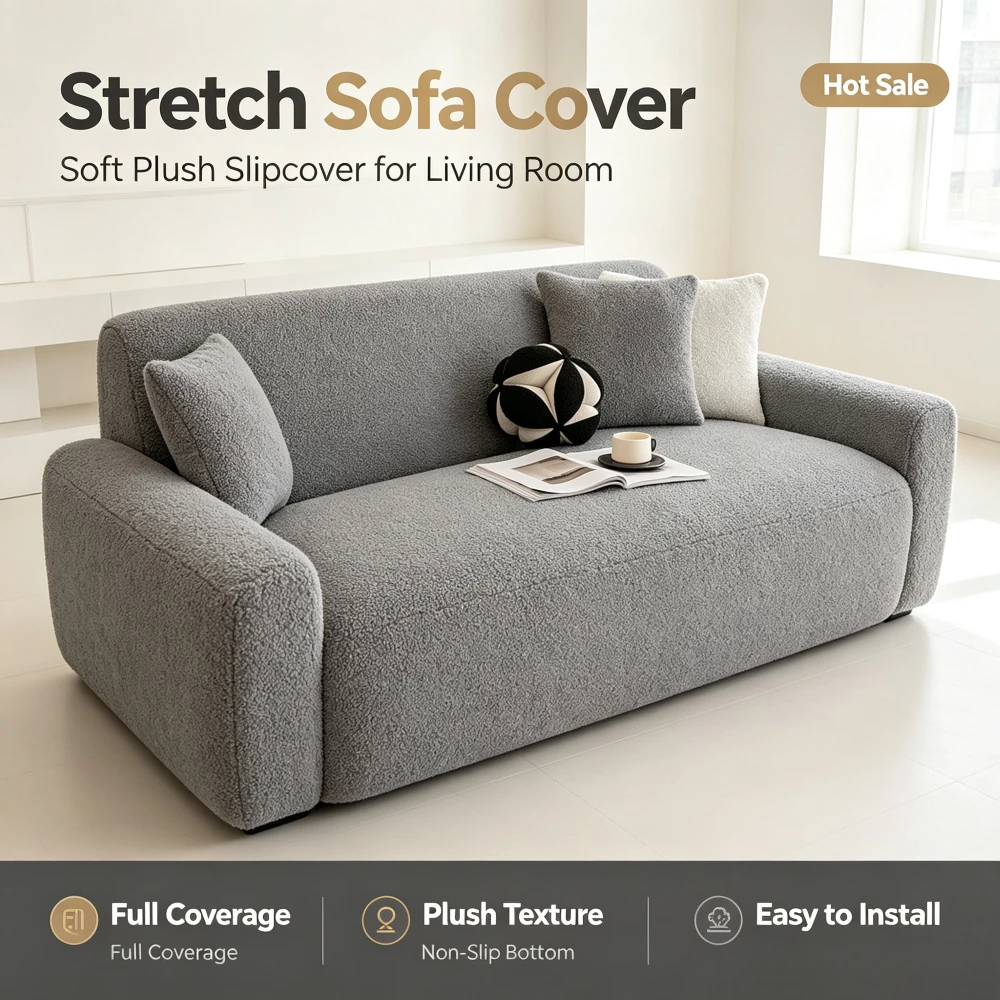 Stretch Velvet Sofa Cover Couch Cover Furniture Protector for Pets Crafted from Soft Plush Fabric Washable Universal Slipcovers