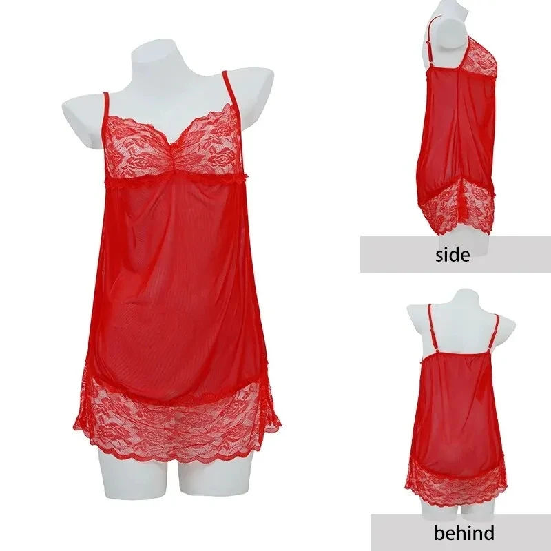 Transparent Pajamas See Through Nightdress Crotchless Underwear Set For Sex Lace Sleepwear Lenceria Erotic Sexi Costumes