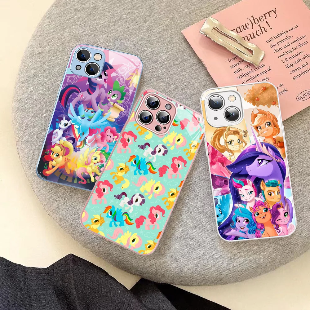 M-My Little P-Pony Phone Case Tempered Glass For Iphone 14 13 12 11 Pro Mini XS MAX 14Plus X XS XR Cover