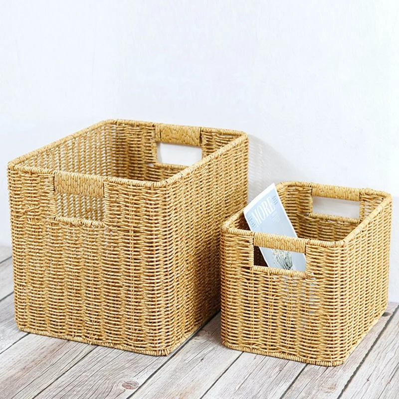 Storage Basket Hand-Woven Rattan Wicker Basket Various Item Arrangement Nesting Basket L