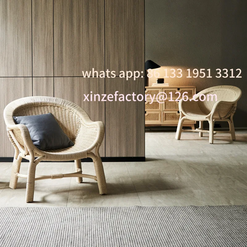

Customizable Nordic rattan chair three-piece balcony leisure small table and chair single courtyard homestay real rattan rope
