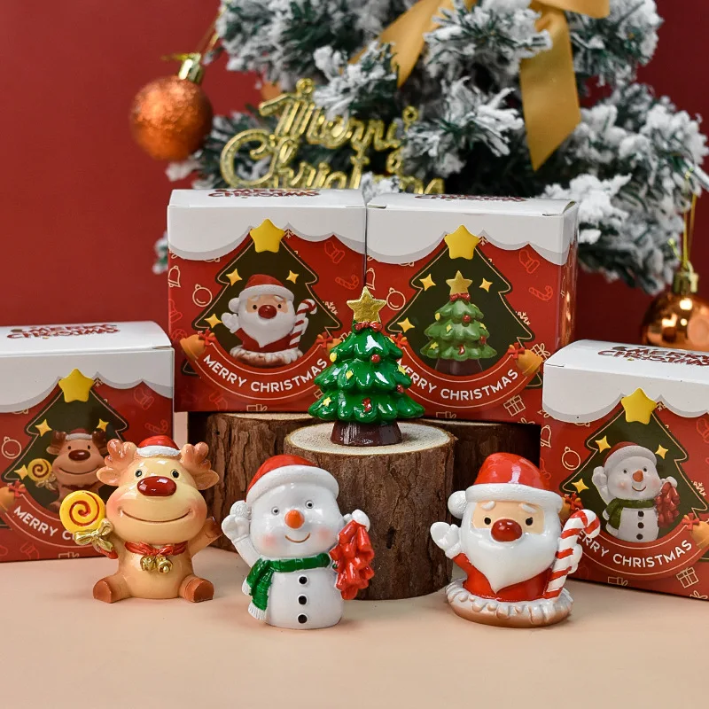 

Modern cartoon style creative Christmas small gifts cute animals Christmas tree desktop ornaments Santa Claus decoration gifts