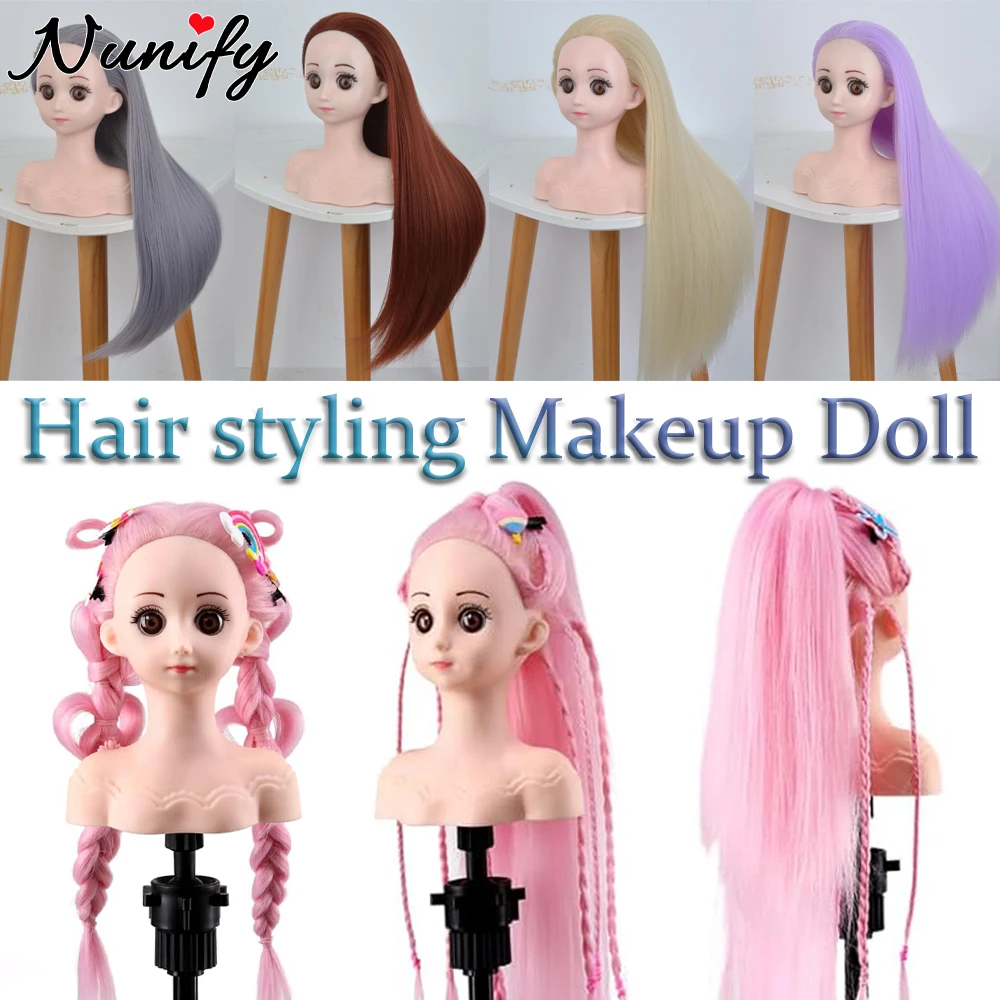 

Кукольная голова для укладки волос для девочек, голова для укладки волос, голова манекена для укладки волос, плетение головы манекена с зажимом-держателем