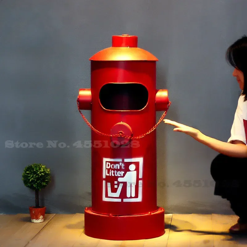 Industry Wind Fire Hydrant Trash Pedal Iron Art Decorate American Style Ornament Bar Internet Cafe Restaurant Waste Bins