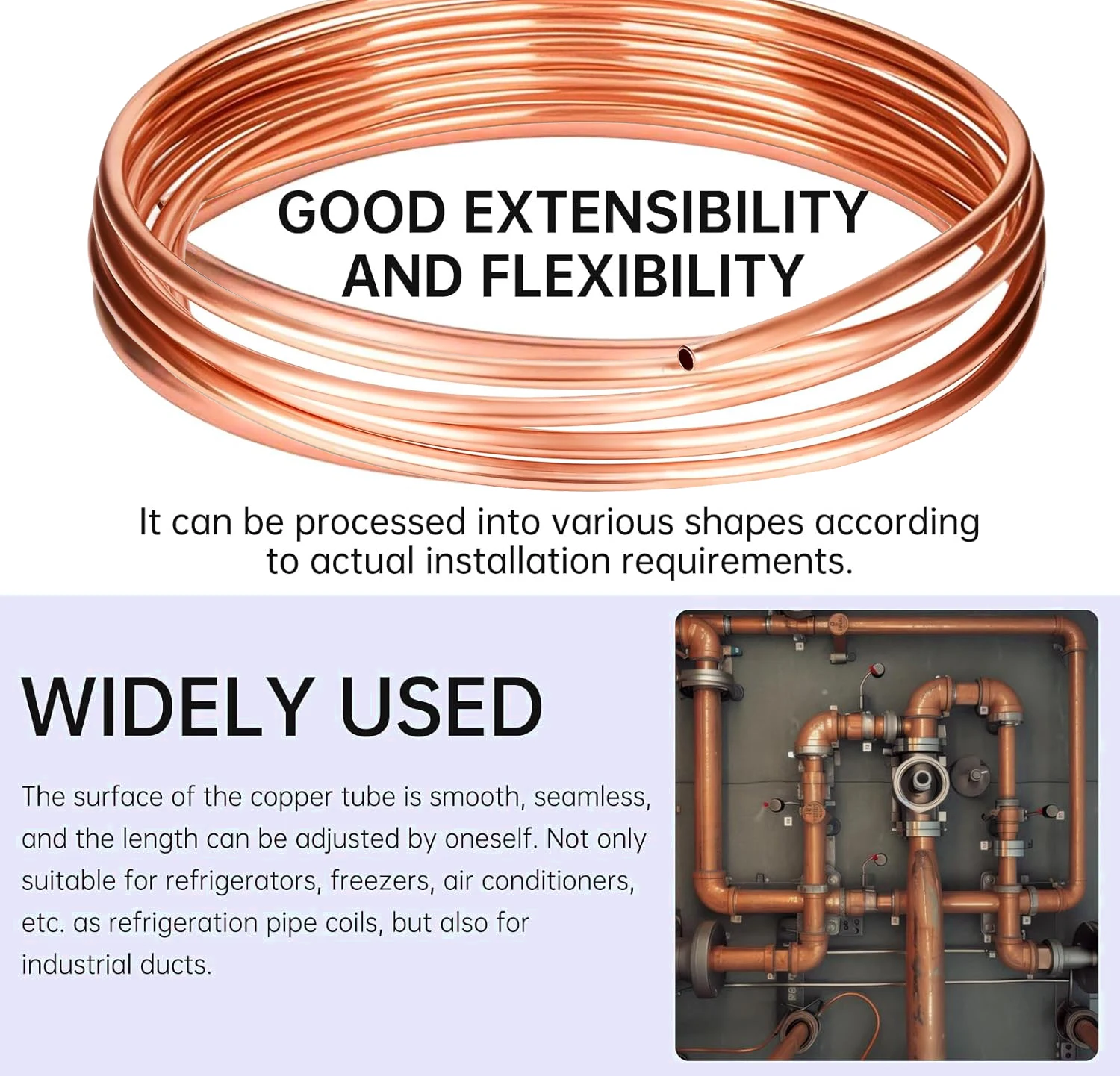 6M-1M 99.9% Soft Copper Tubing Coil - Seamless Round Copper Pipe for Refrigeration, Air Conditioning, HVAC, DIY Projects